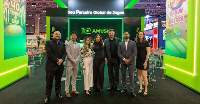 Equipe da Amusnet no stand da provedora na SBC Rio 2026