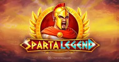 Sparta Legend - gladiador da Grécia Antiga com o logo do jogo de slot